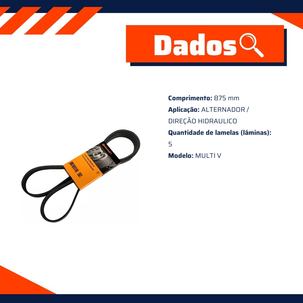 Correia Acessórios Micro V 875 mm - Contitech - 5PK875