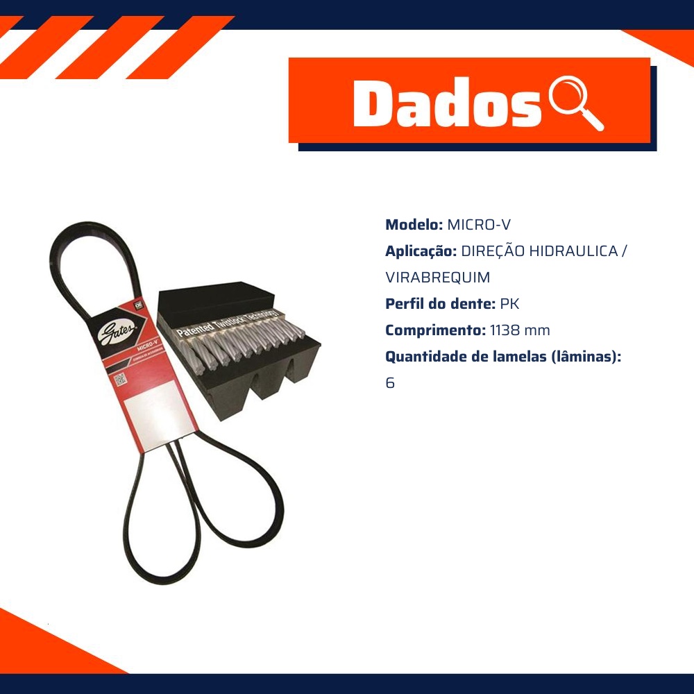 Correia de Acessórios PK Micro V - GATES - 6PK1138