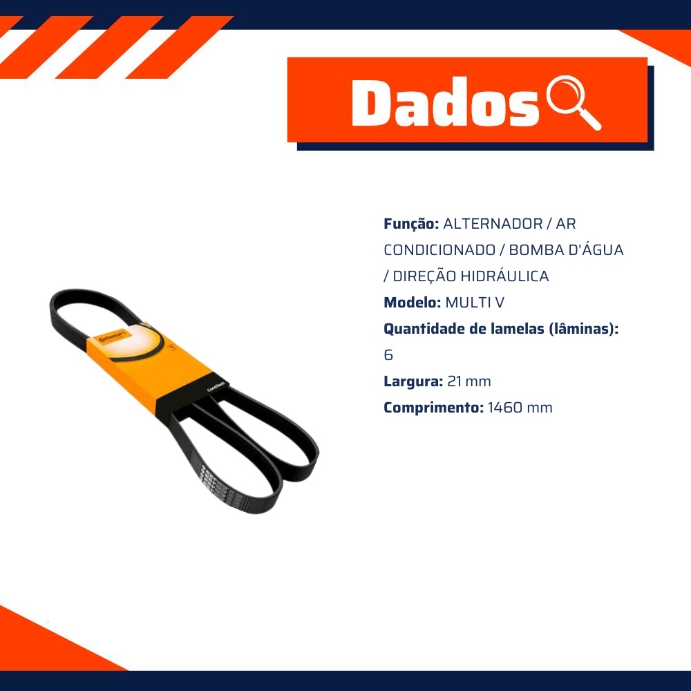 Correia Acessórios Multi V 6 Lamelas - Contitech - 6PK1460