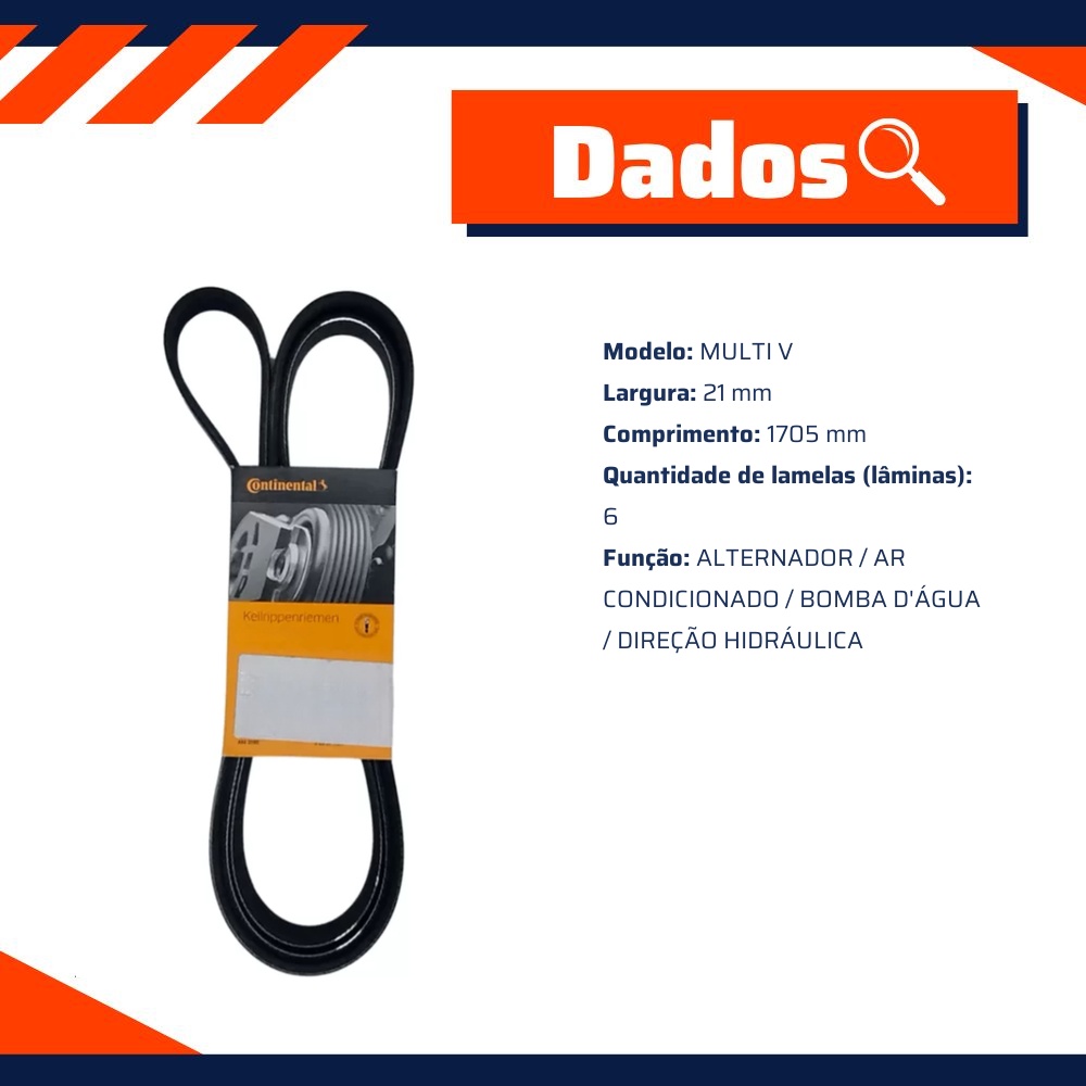 Correia de Acessórios Multi V - CONTITECH - 6PK1705