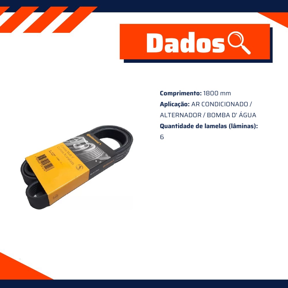 Correia de Acessórios - CONTITECH - 6PK1800