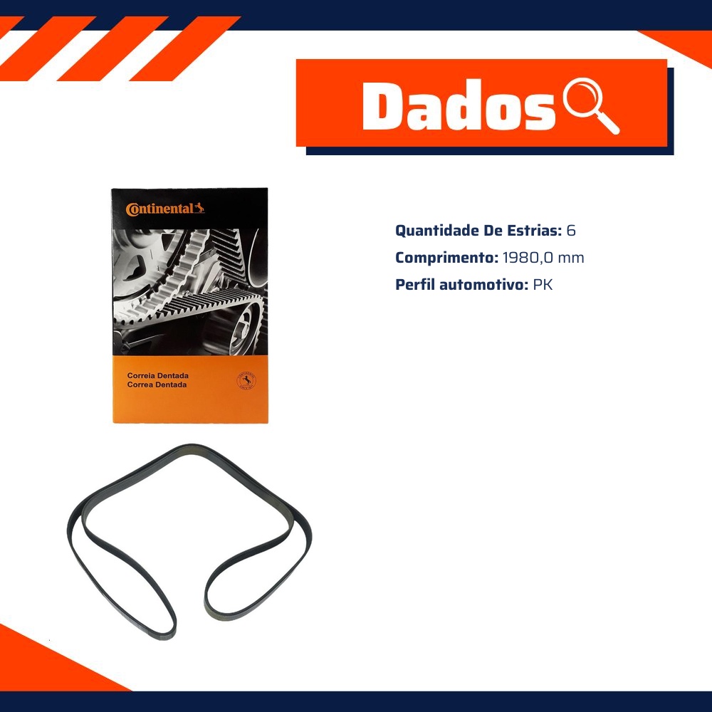 Correia de Acessórios PK de 1980mm - CONTITECH - 6PK1980