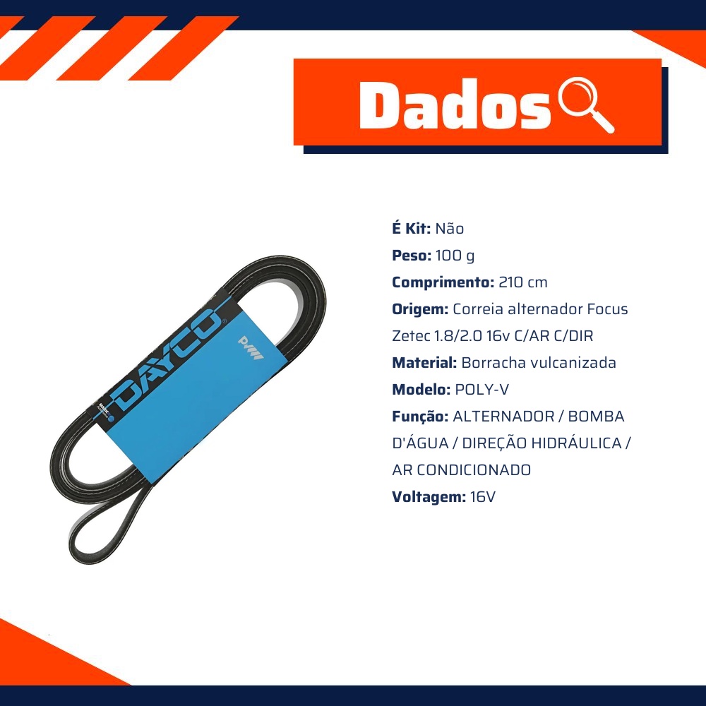 Correia de Acessórios Modelo Poly-V - DAYCO - 6PK2100