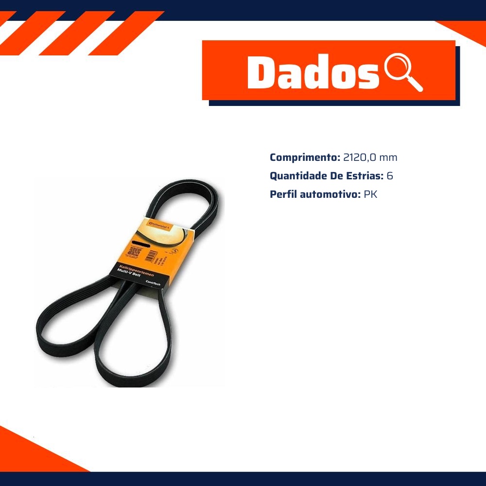 Correia de Acessórios PK 6 Estrias - CONTITECH - 6PK2120