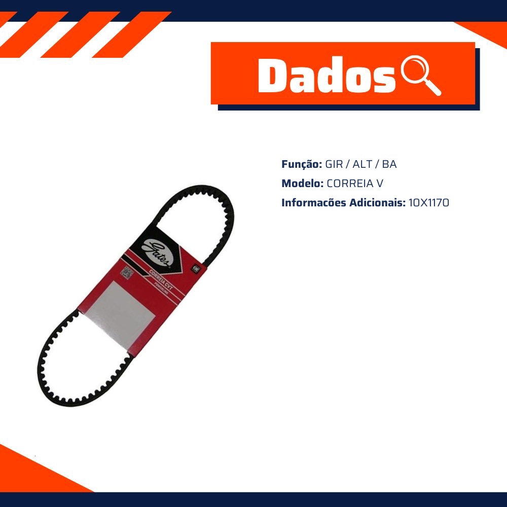 Correia de Acessórios V 10X1170 para Volkswagen 12-140 H - Gates - 7461
