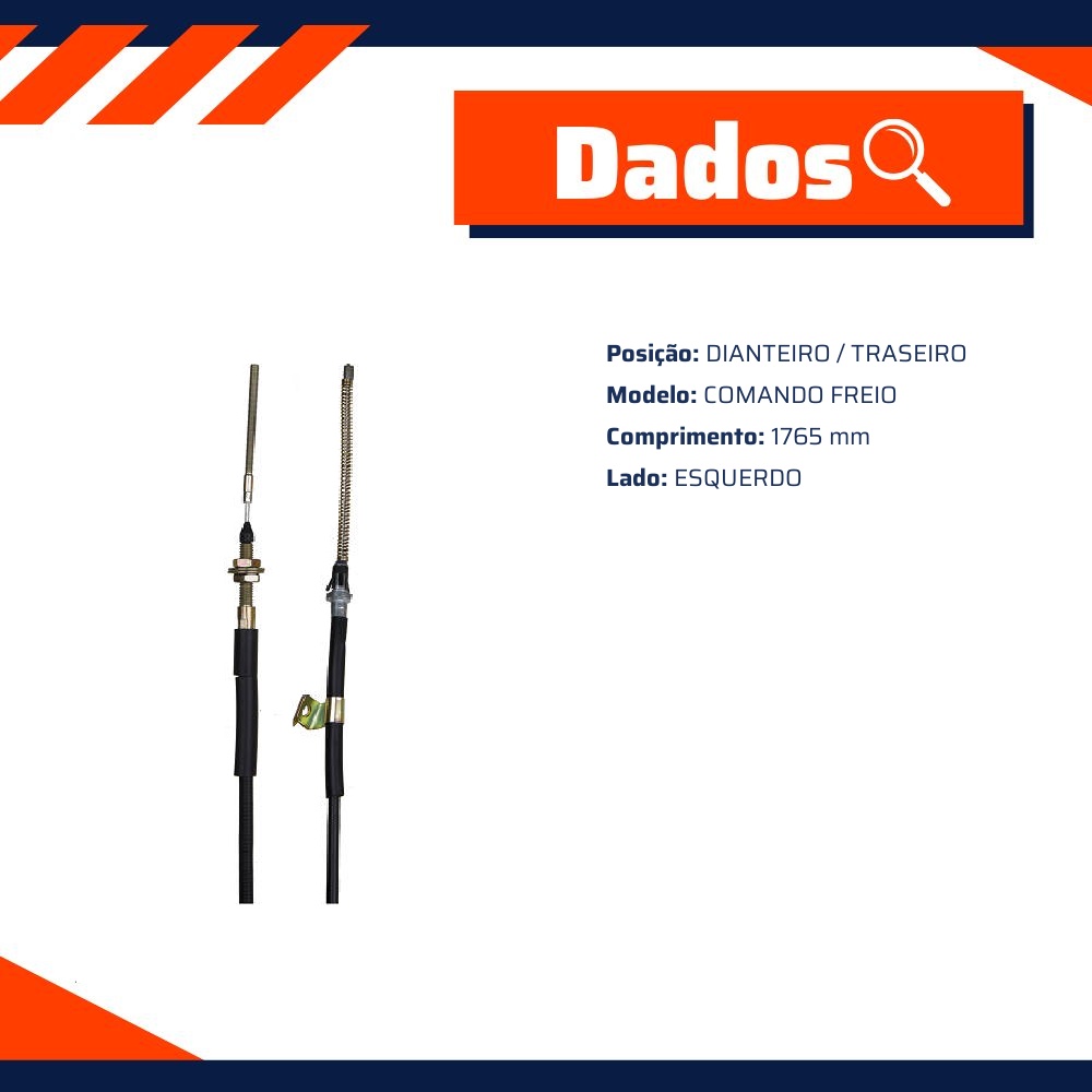 Cabo de Comando do Freio de Mão Esquerdo para Mitsubishi L200 - IKS - 8222