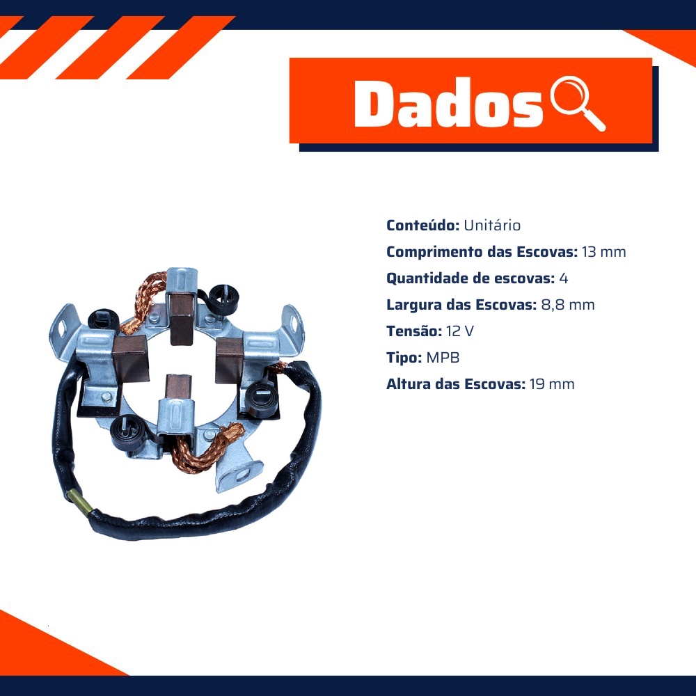 Porta Escovas para Motor de Partida com 4 Escovas - Unifap - 1.110/4