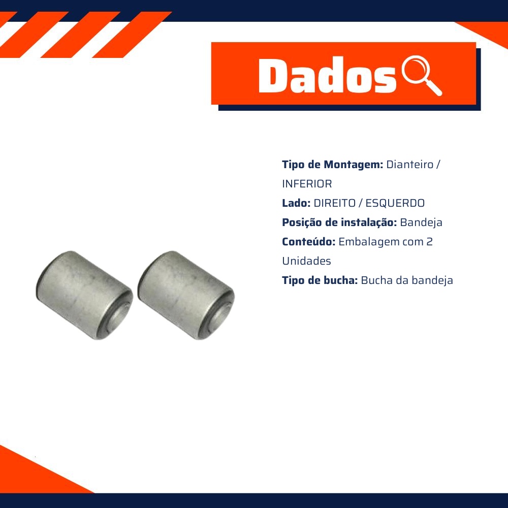 Par de Bucha da Bandeja Dianteira Inferior para Ford Corcel - Jahu - 10016-1