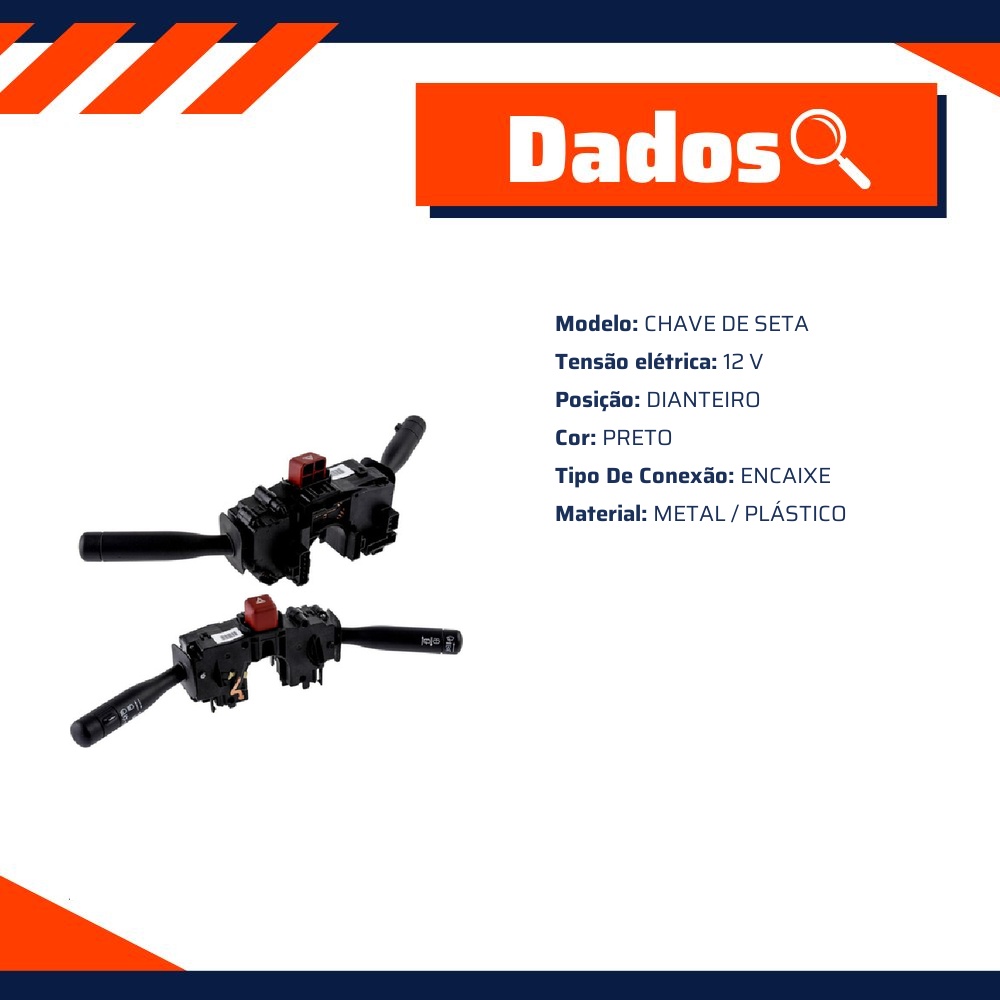Chave de Seta 12V Preta para Chevrolet Celta e Prisma - Kostal - 10015530