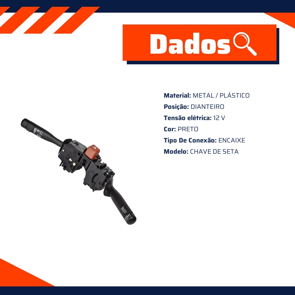 Chave de Seta 12V Preta para Chevrolet Celta - Kostal - 10091287
