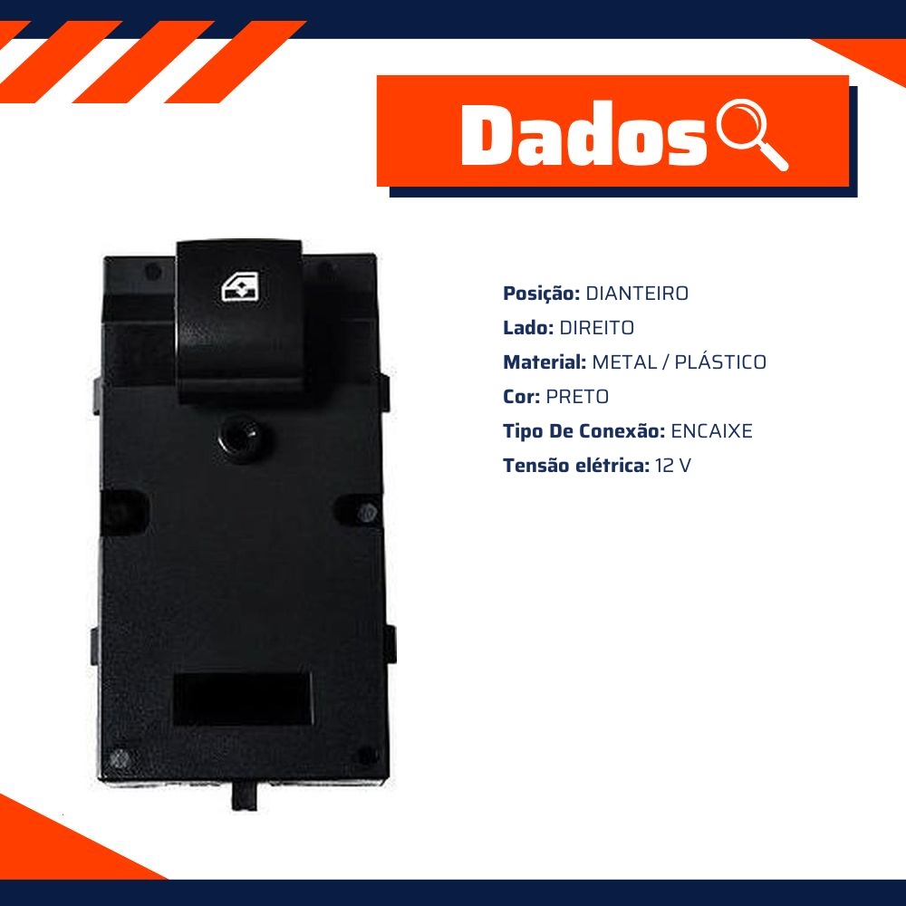 Interruptor do Vidro Elétrico Dianteiro Direito - Kostal - 10507694