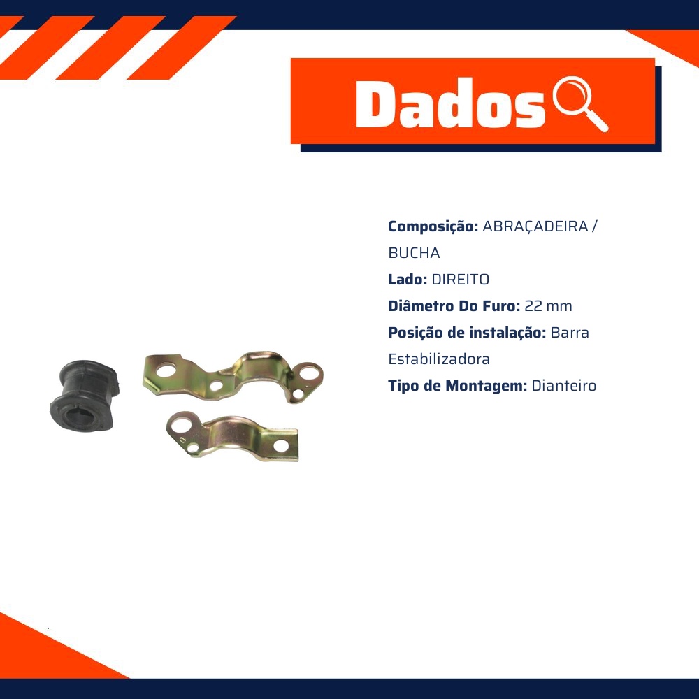 Kit da Barra Estabilizadora Dianteira Direita para Fiat Doblo - Kit & Cia - 10573