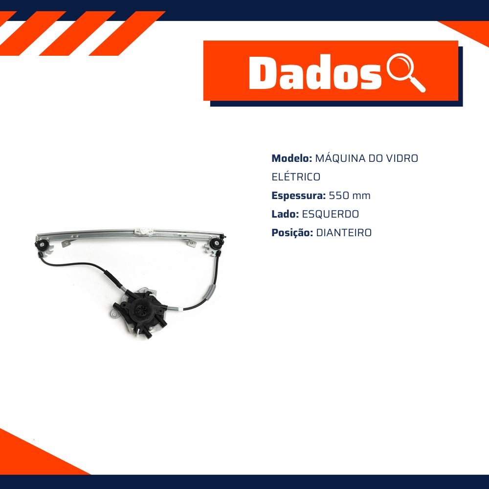 Máquina do Vidro Elétrico Dianteiro Esquerdo para Renault CLIO e Symbol - Micro - 11089
