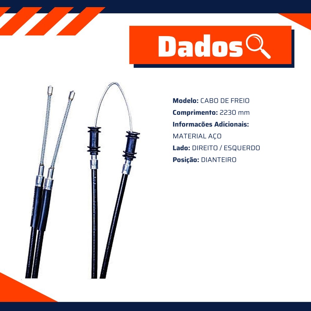 Cabo de Comando do Freio de Mão Dianteiro para Volkswagen Passat - IKS - 1205