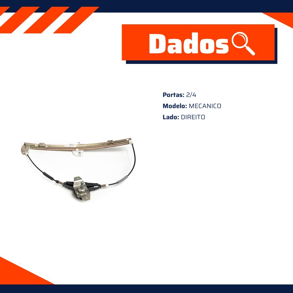 Máquina do Vidro Mecânico Direito para Volkswagen Gol - Micro - 20974