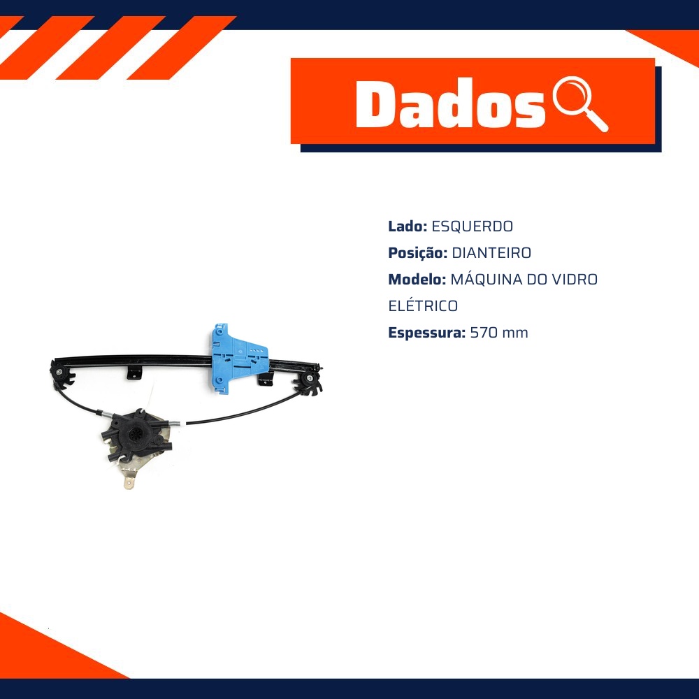 Máquina do Vidro Elétrico Dianteiro Esquerdo para Volkswagen FOX - Micro - 21183