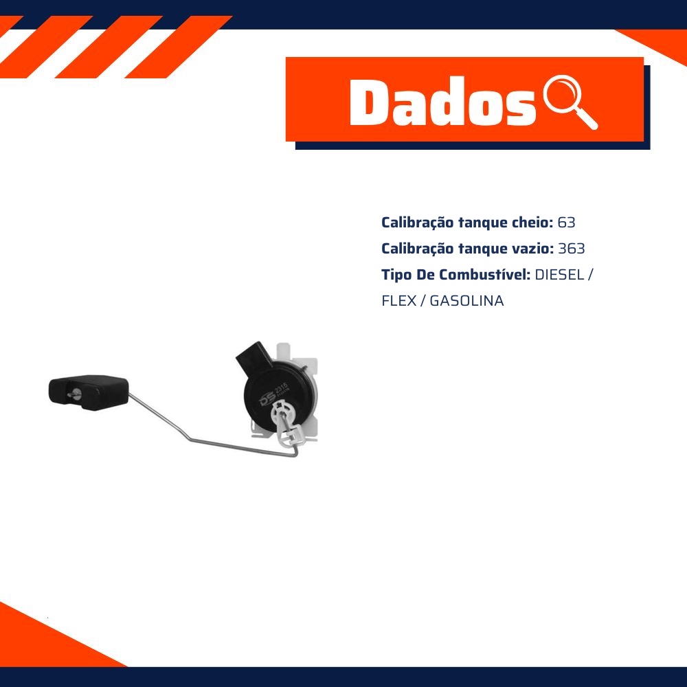 Sensor de Nível de Combustível Flex para Fiat Fiorino - DS - 2315