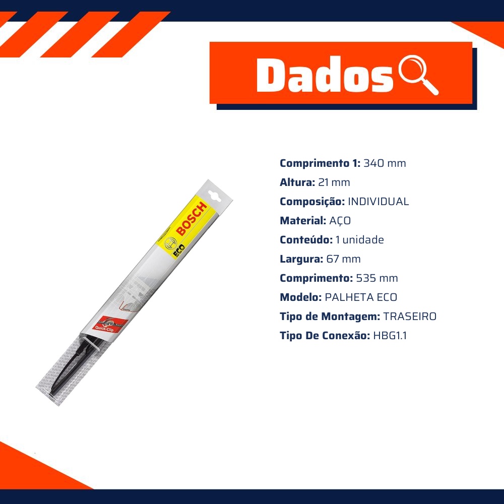 Palheta do Limpador de Para Brisa - Bosch - 3 397 004 911