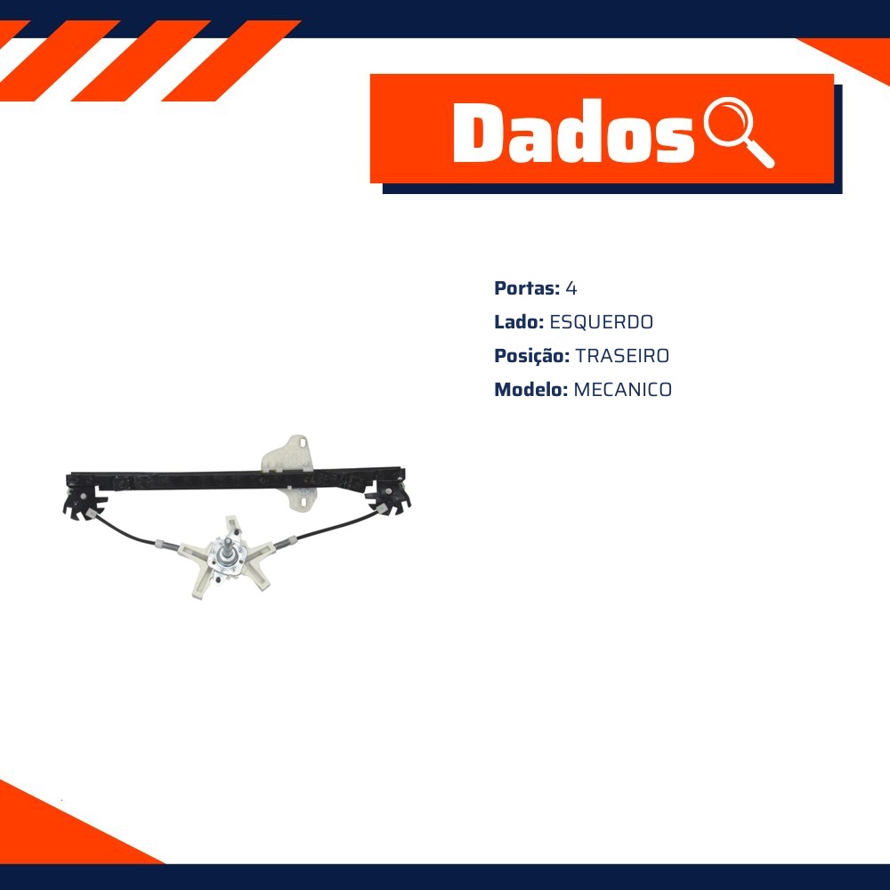 Máquina do Vidro Mecânico Traseiro Esquerdo para Ford Fiesta e Fiesta Sedan - Micro - 30703