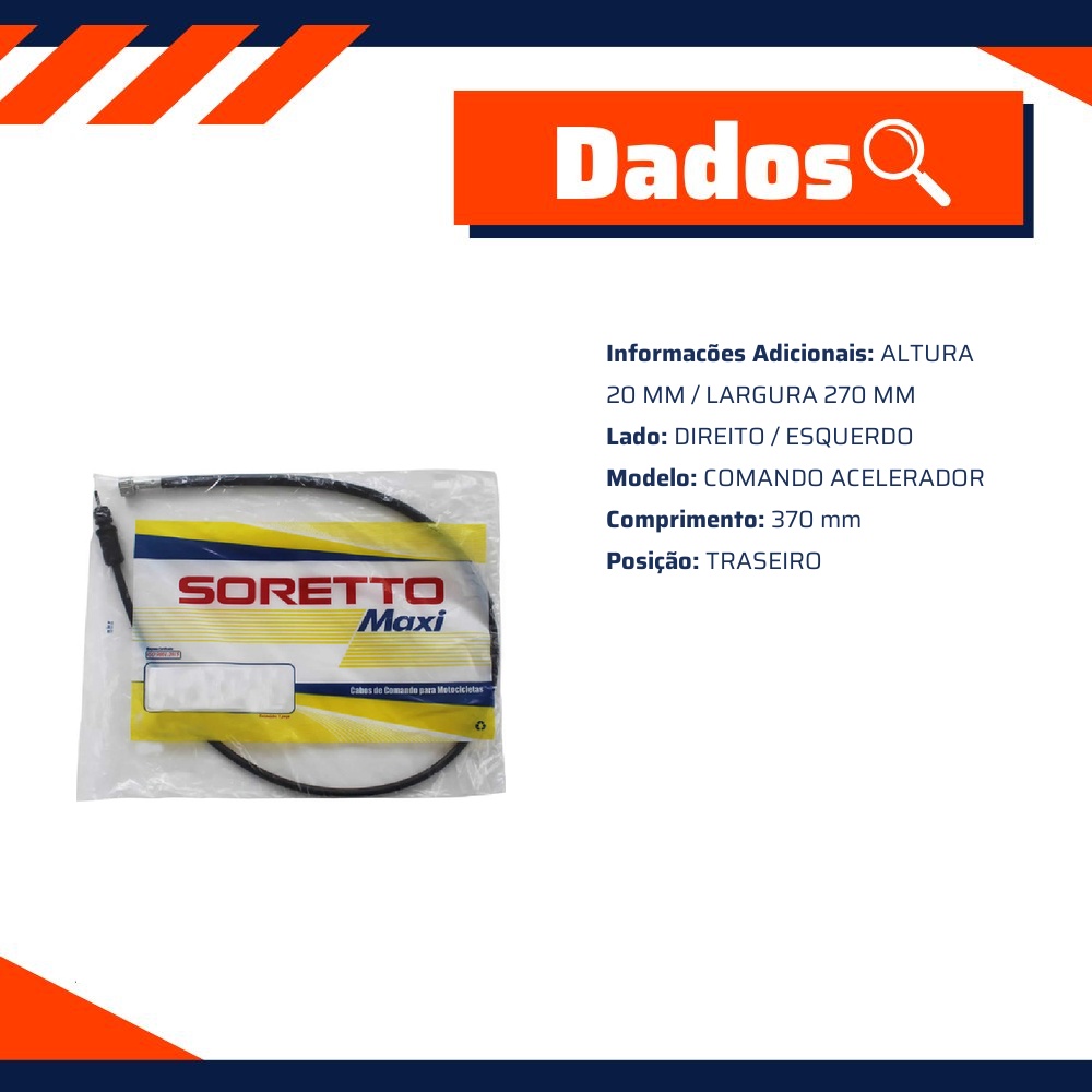 Cabo de Comando do Acelerador para Honda CG 150 - Soretto - 310