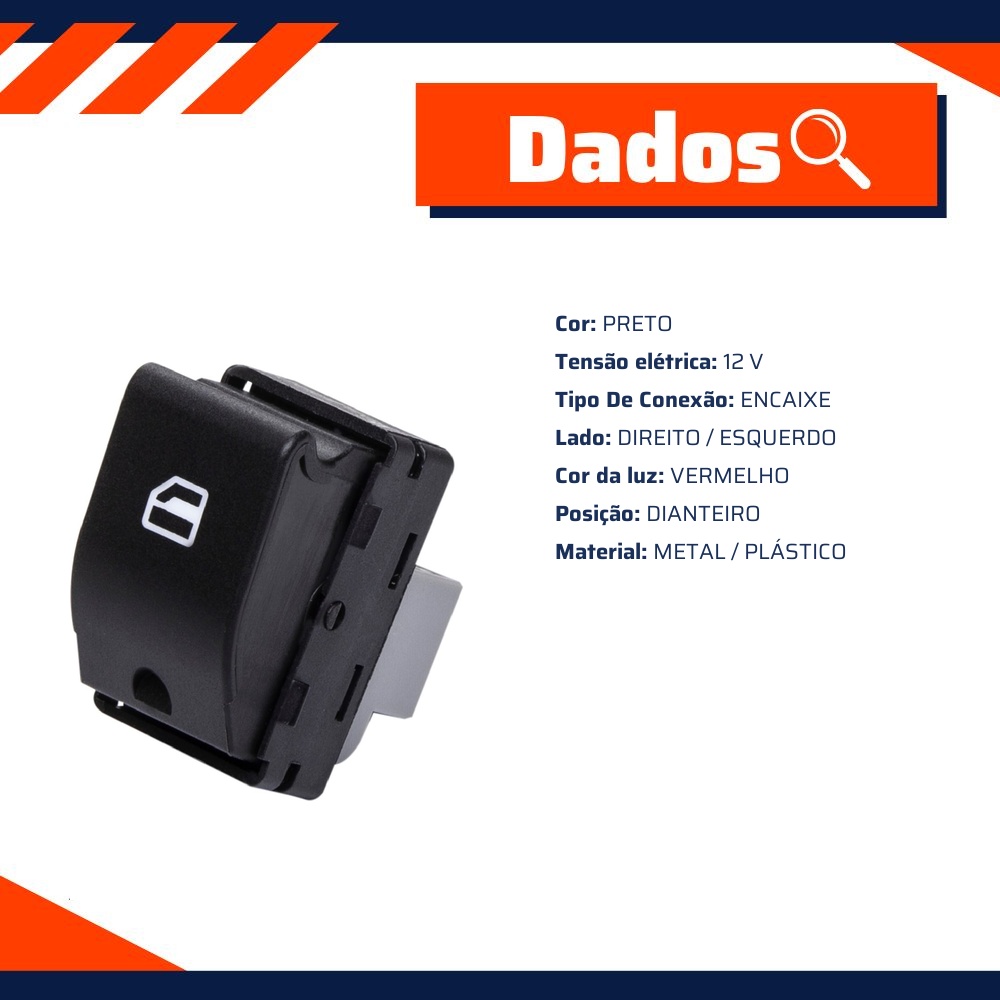 Interruptor do Vidro Elétrico Dianteiro - Kostal - 3934300