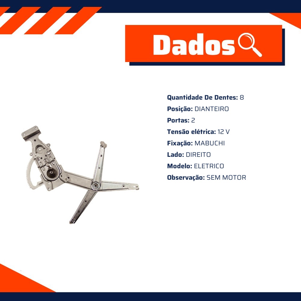 Máquina do Vidro Elétrico Dianteiro Direito para Chevrolet Celta - Micro - 40910