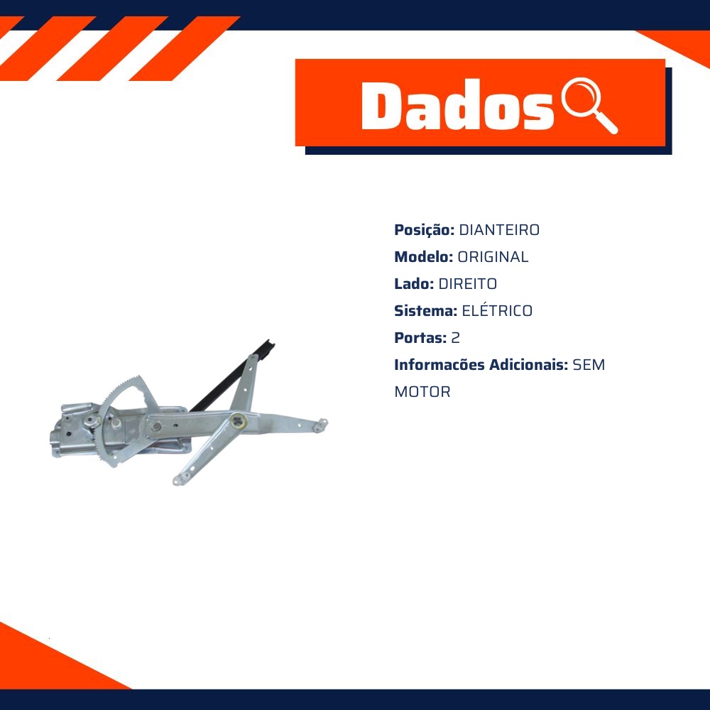 Máquina do Vidro Elétrico Dianteiro Direito para Chevrolet Vectra - Micro - 41720