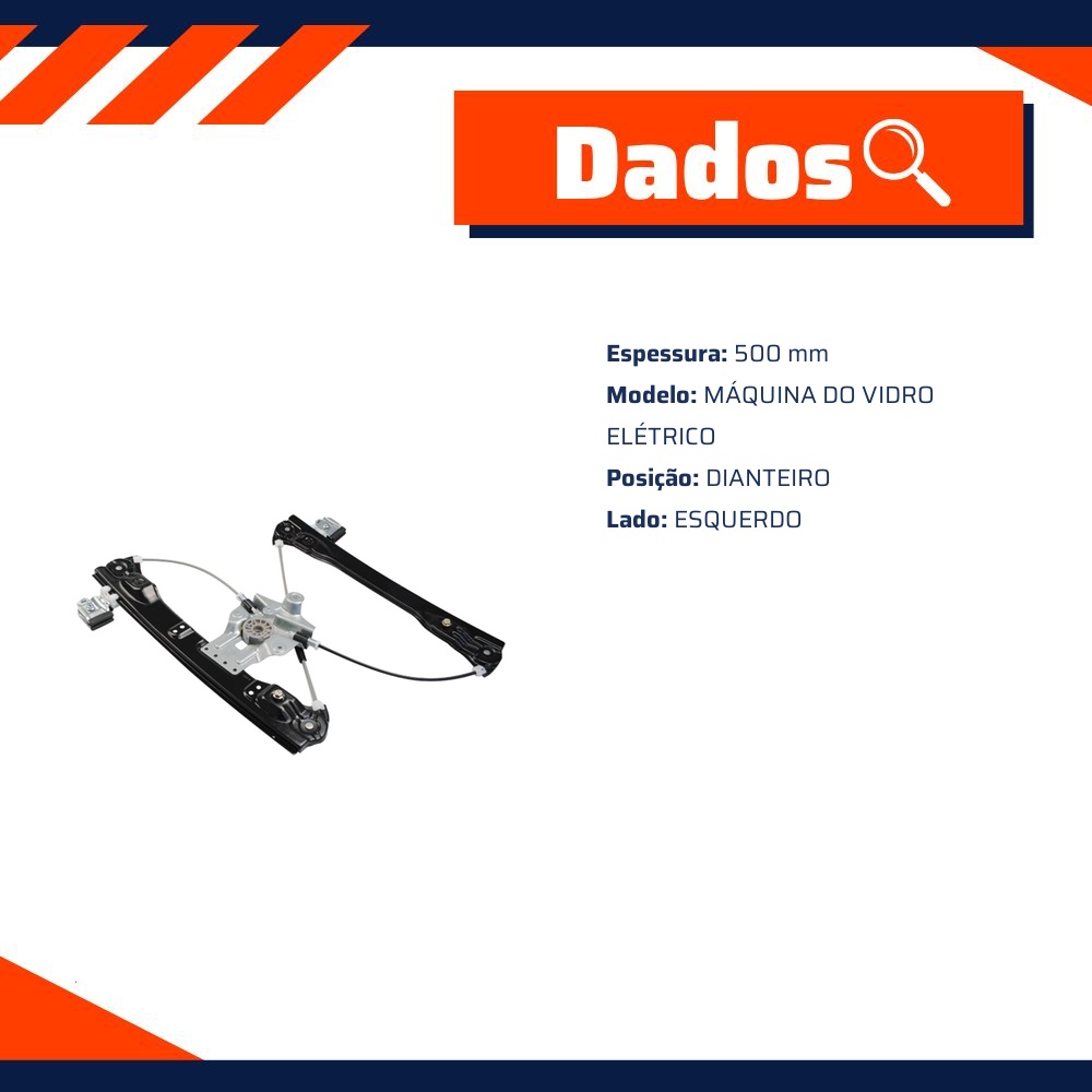 Máquina do Vidro Elétrico Dianteiro Esquerdo para Chevrolet Agile e Montana - Micro - 41731