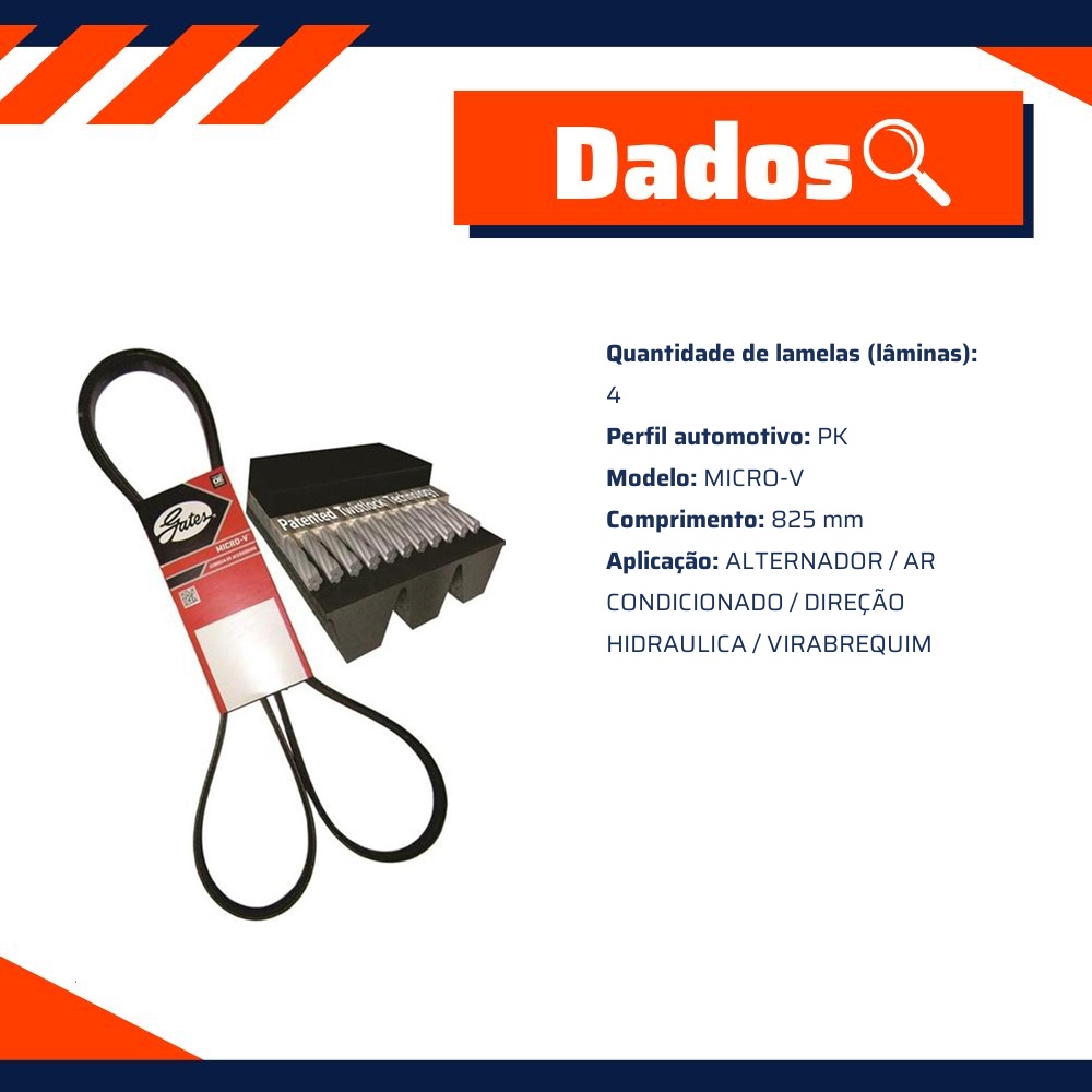 Correia de Acessórios Micro-V PK - GATES - 4PK0825