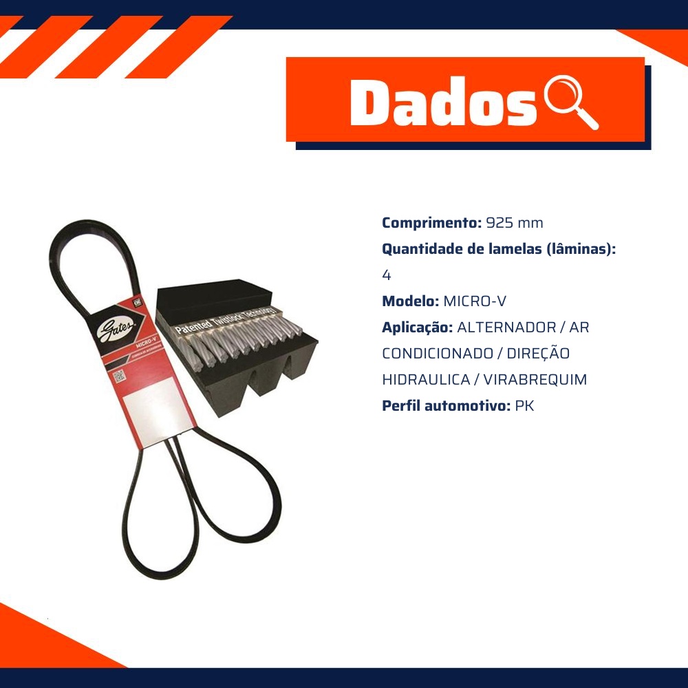 Correia de Acessórios Micro-V PK 925mm - GATES - 4PK0925