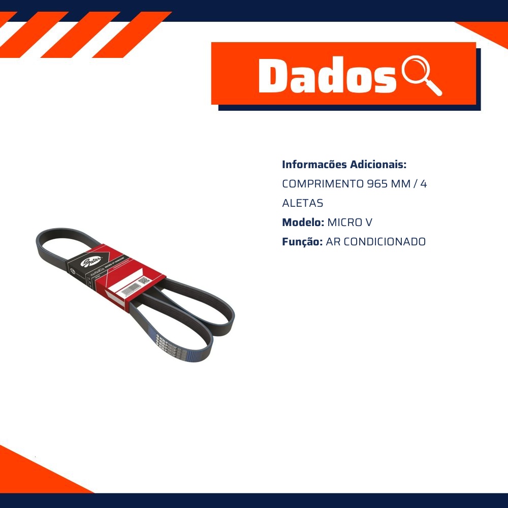 Correia de Acessórios Micro V 4 Aletas para Hyundai Elantra - Gates - 4PK0965