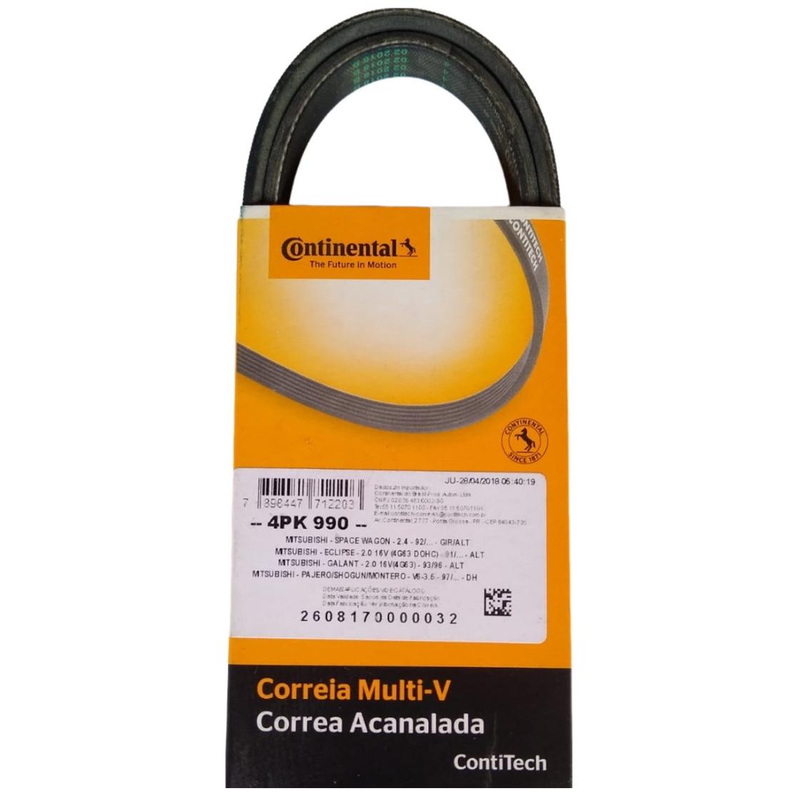 Correia Acessórios Micro V - Continental Contitech - 4PK990