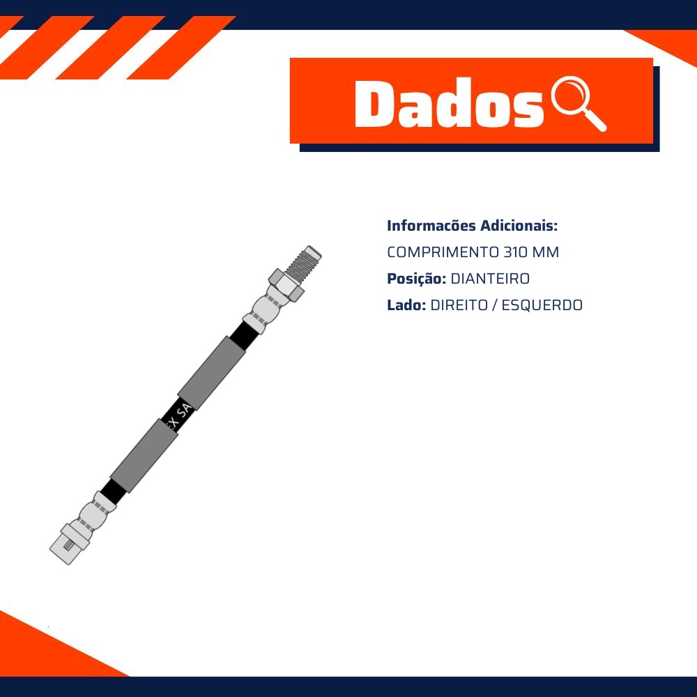 Mangueira Flexível de Freio Dianteiro para Mercedes-Benz A 160 e A 190 - Norflex - 5192