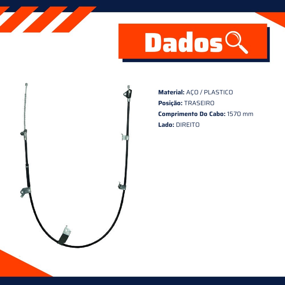 Cabo de Comando do Freio de Mão Direito para Toyota Etios e Etios Cross - IKS - 5217