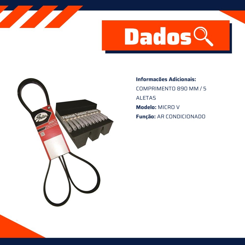 Correia de Acessórios Micro V 5 Aletas - GATES - 5PK0890