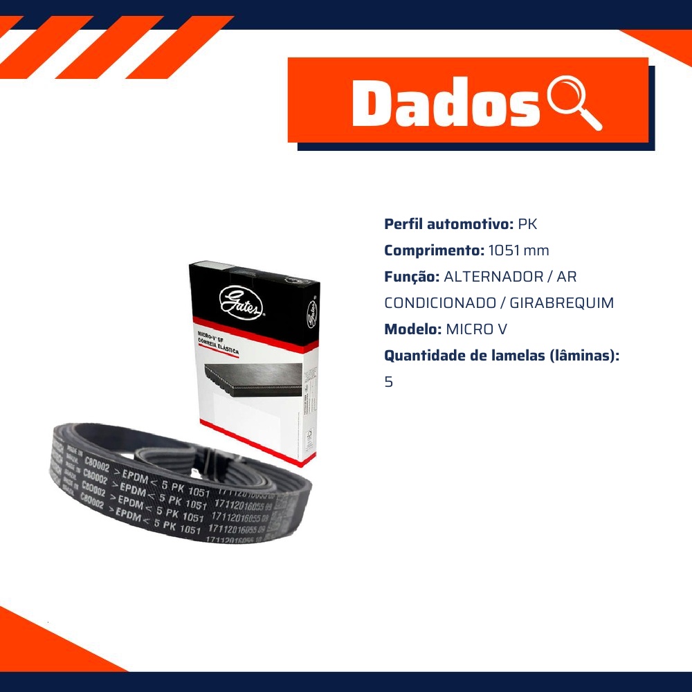 Correia de acessórios Micro V - GATES - 5PK1051SF