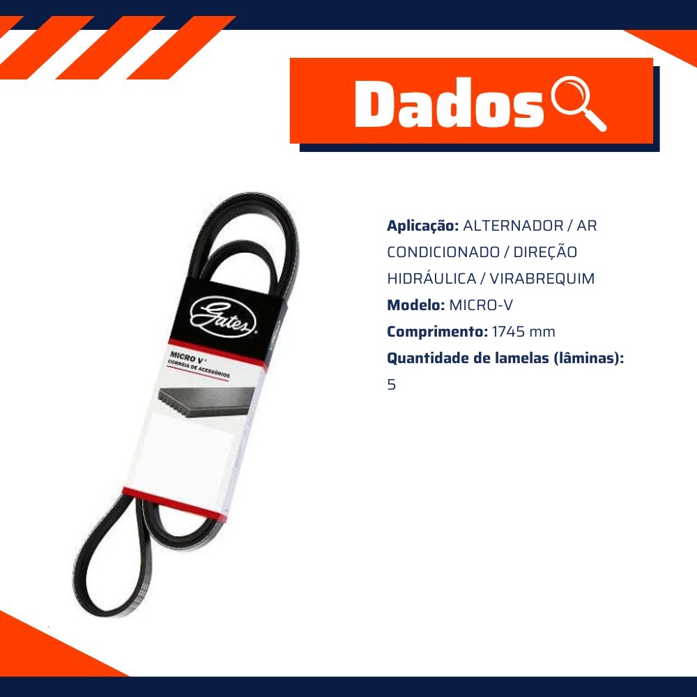 Correia de Acessórios Micro-V - GATES - 5PK1745