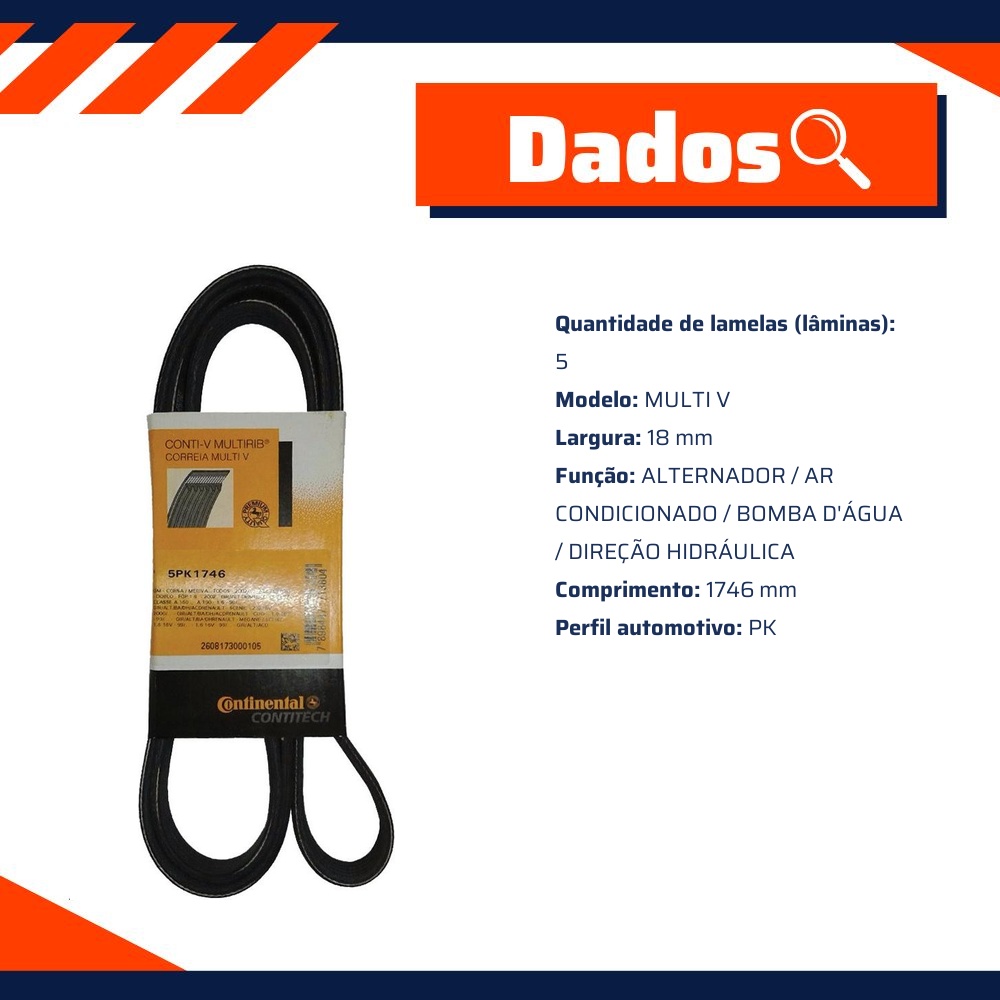 Correia Acessórios Multi V PK - Contitech - 5PK1746