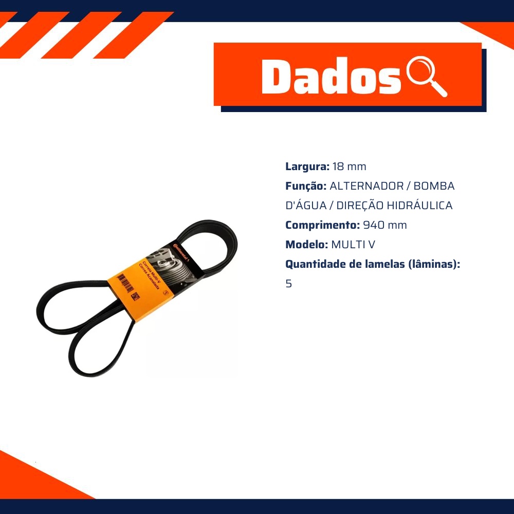 Correia Acessórios Multi V 5 lamelas - Contitech - 5PK940