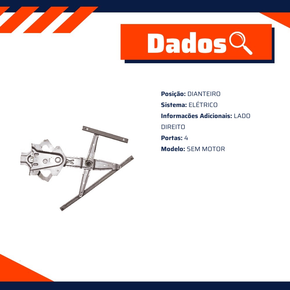 Máquina do Vidro Elétrico Dianteiro Direito para Toyota Hilux - Micro - 60426
