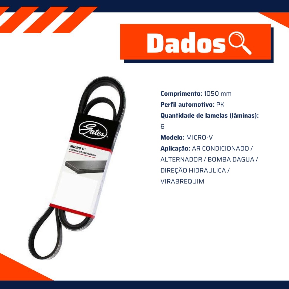 Correia de Acessórios Micro-V PK - GATES - 6PK1050