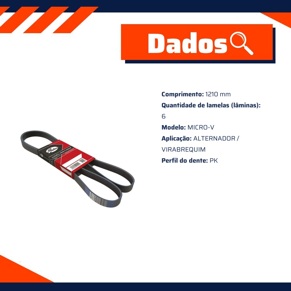 Correia de Acessórios Micro-V PK para Nissan Kicks e Sentra - Gates - 6PK1210