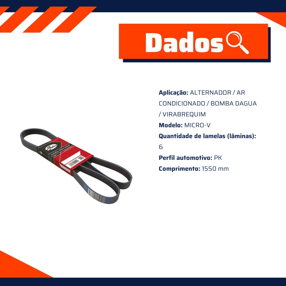Correia de Acessórios PK Micro-V - GATES - 6PK1550XS