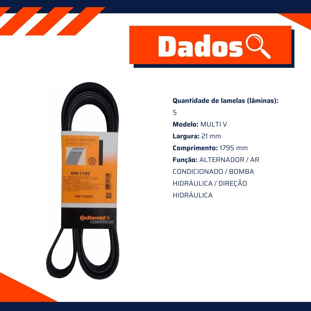 Correia acessórios Multi V - Continental Contitech - 6PK1795