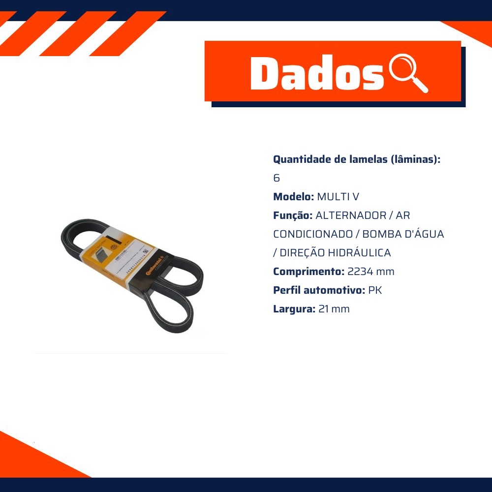 Correia Acessórios Multi V - Continental Contitech - 6PK2234