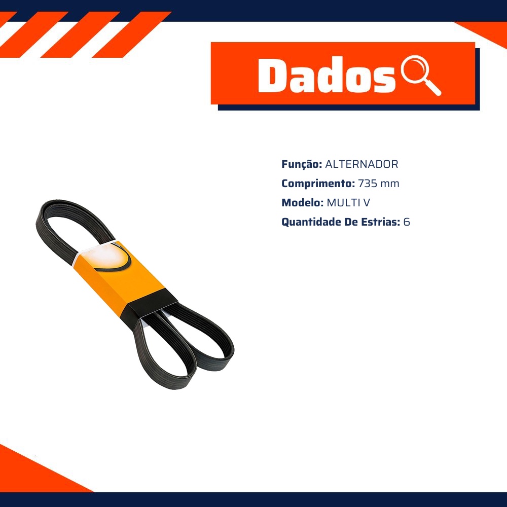 Correia de Acessórios - Contitech - 6PK735