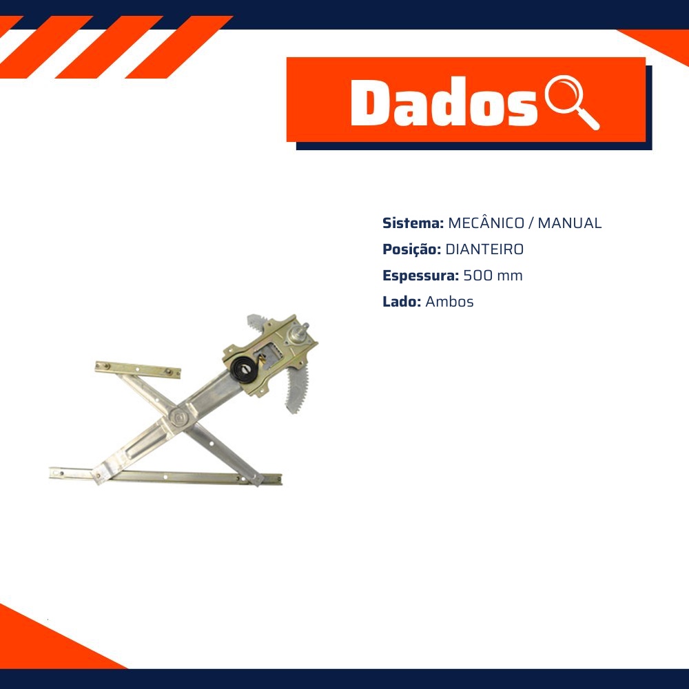 Máquina Mecânica do Vidro Dianteiro Direito para Iveco Vertis 130V18 e Vertis 90V16 - Micro - 70592