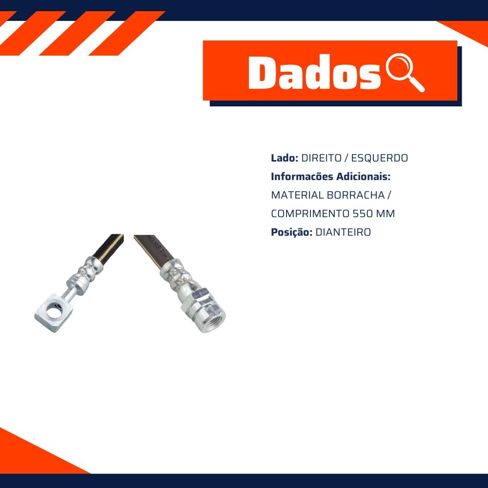 Mangueira Flexível de Freio Dianteiro para Volkswagen Crossfox e FOX - Norflex - 7052