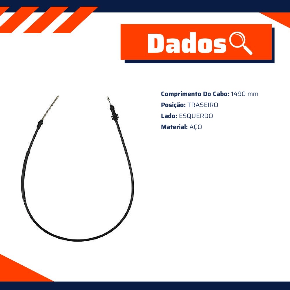 Cabo de Comando do Freio de Mão Esquerdo para Renault Kwid - IKS - 72716