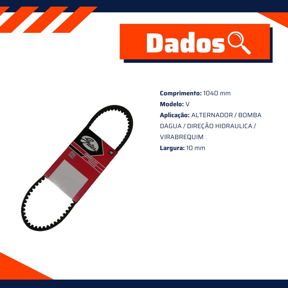 Correia de Acessórios 10x1040 Modelo V - GATES - 7411